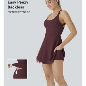 Halara Backless Burgundy Dress with Pockets